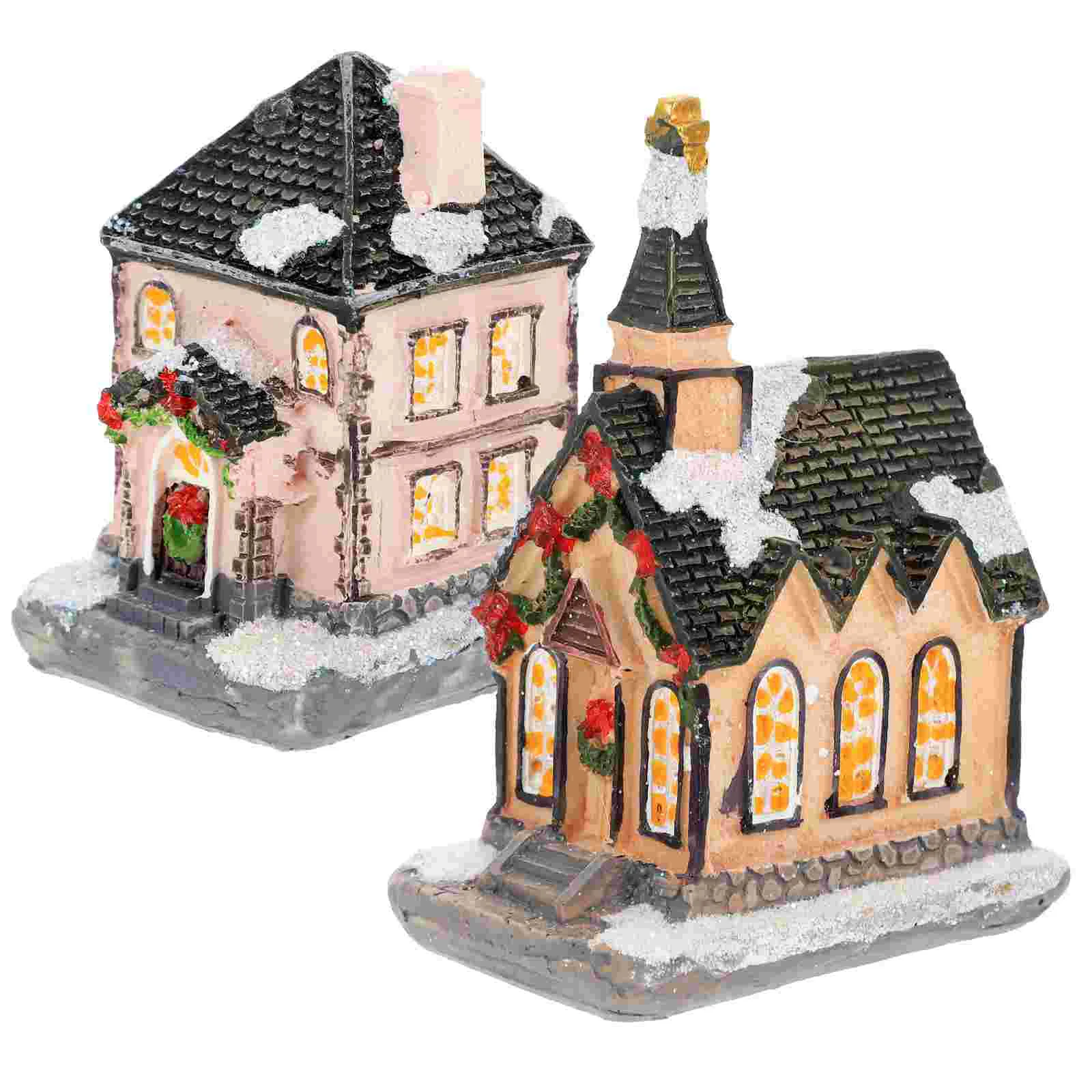 

Christmas Housevillage Party Centerpiece Led Decor Decorative Miniature Luminous Glowing Ornamentscollection Lighted Ornament