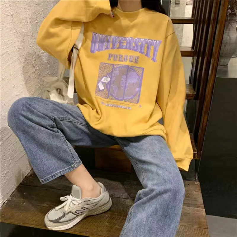 

Hoodies Cool Oversized Hoodie Women's Print Best Harajuku Clothes Streetwear Loose Casual Pullover Crew Neck Korean Version #S