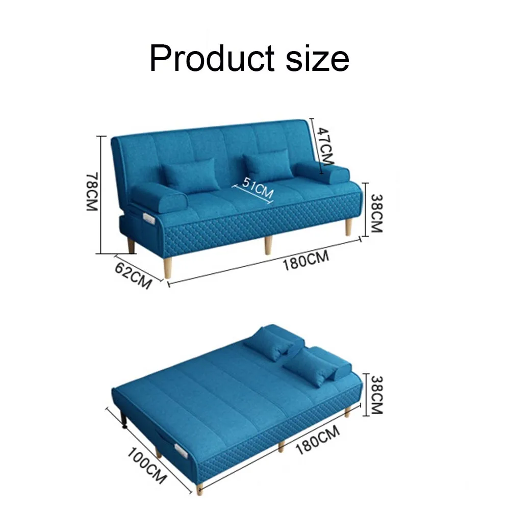 

Cloth Sofa Folding Sofa Living Room Multifunctional Folding Variable Bed Three Gear Adjustment Thickened Seat Solid Wood Leg