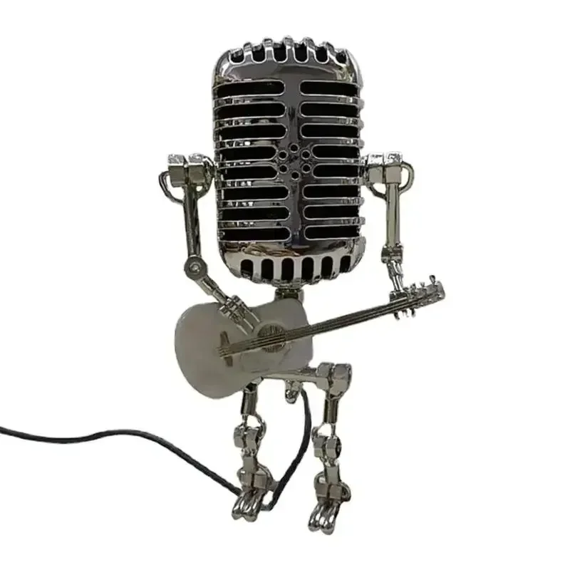 Настольная лампа в стиле стимпанк подставка винтажный микрофон гитара робот