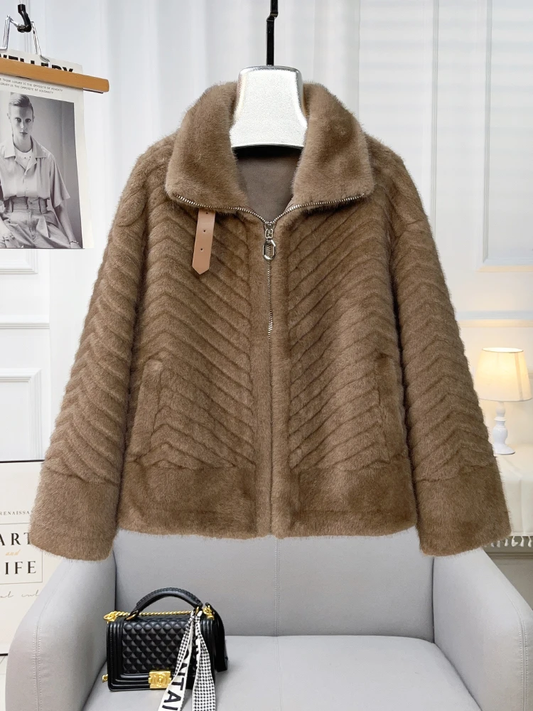 Новинка осень/зима 2024 модное меховое интегрированное пальто с