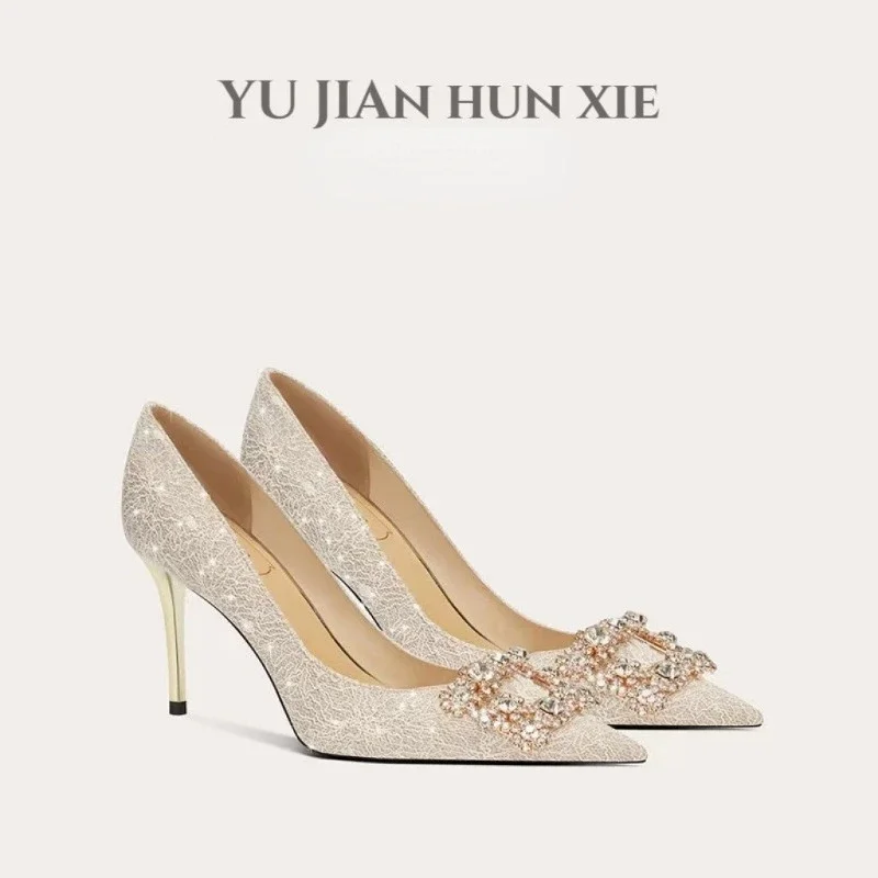 Новые удобные туфли с острым носком разноцветные женские на шпильке-шпильке в