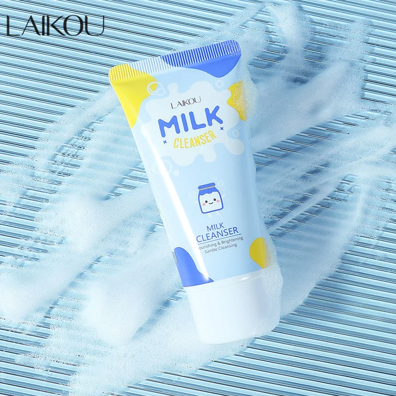 

LAIKOU Milk Facial Cleanser Scrub Deep Cleaning Exfoliating Cream Rich Face Wash Cleaner Oil Control Whitening Skin Care