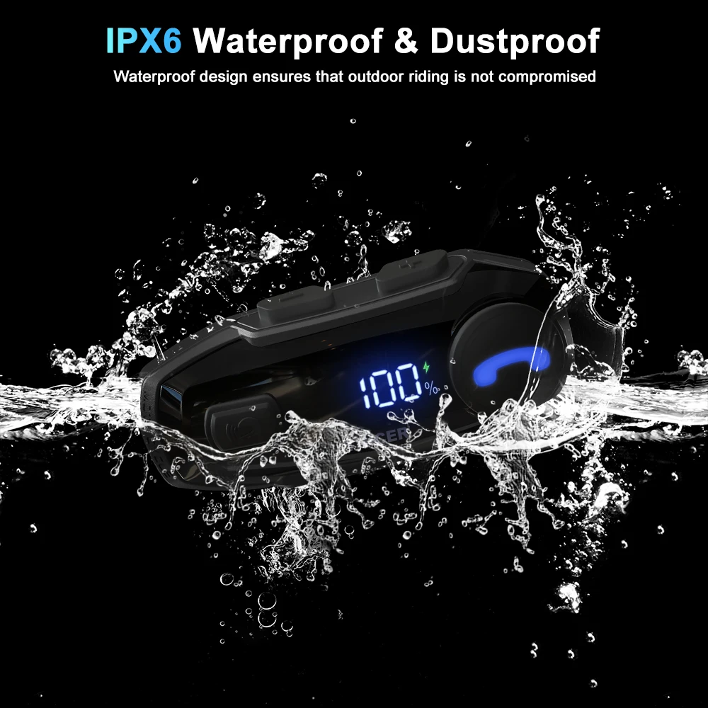 TNICER T6 Bluetooth-гарнитура для мотоциклетного шлема BT5.2 Беспроводные наушники