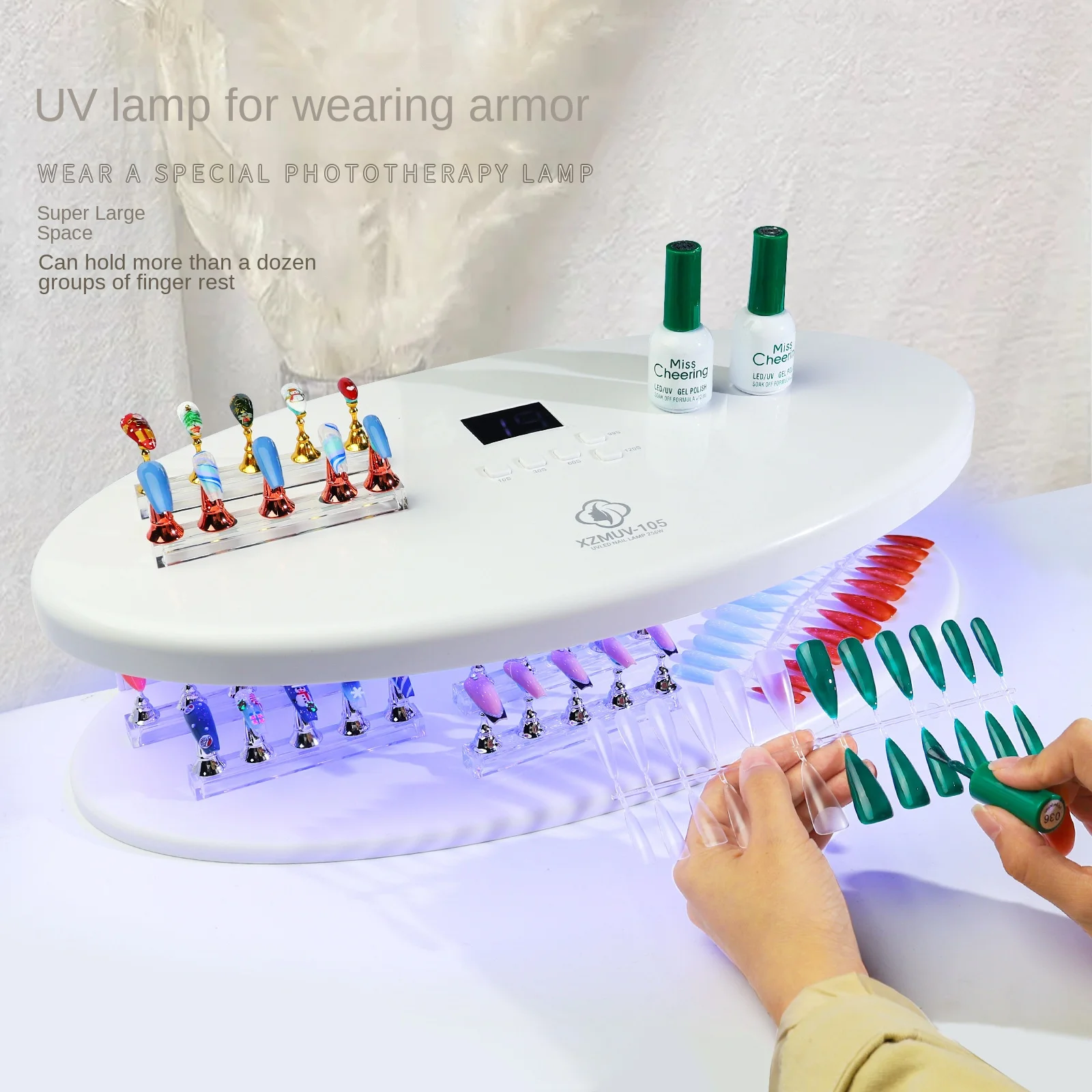 256W UV Nail Dryer Lamp 96 UV LED Lights Professional Manicure Pedicure Tool With 5 Timer Settings For Nail Gels Fast Curing