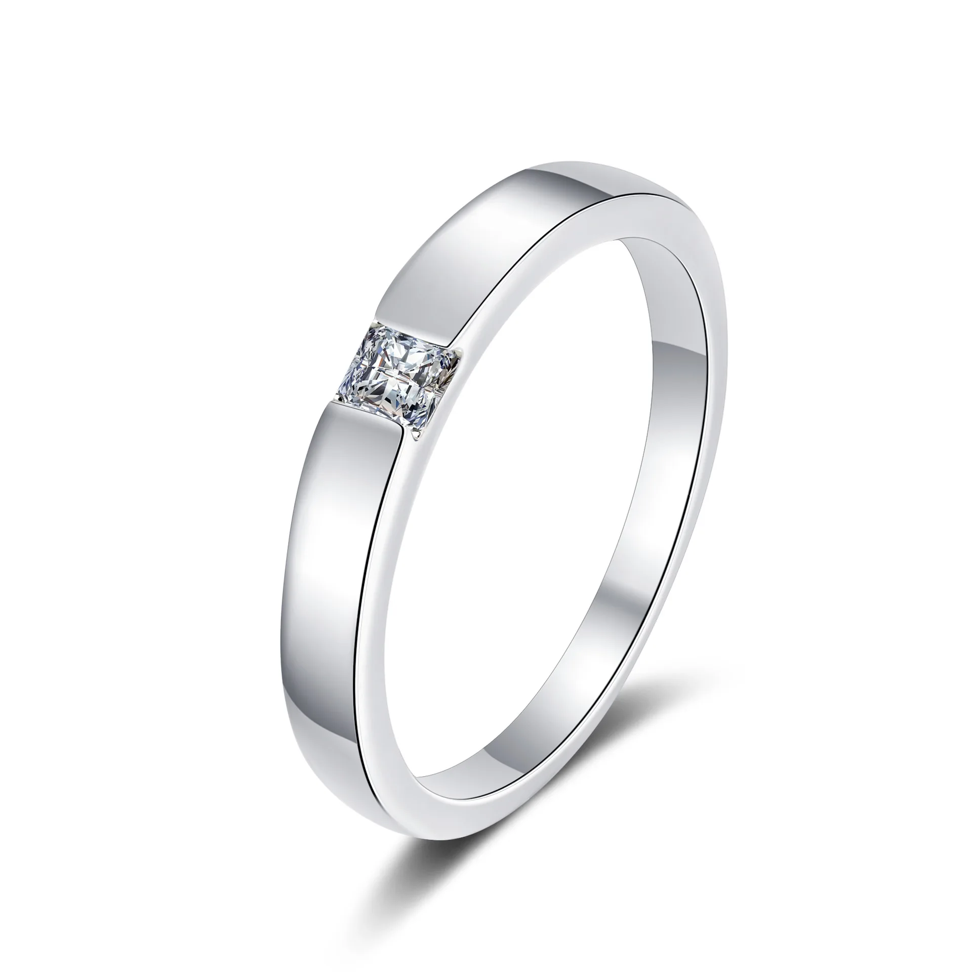 Фото HTOTOH 0,3 Ct D принцесса 18K покрытое белым золотом 925 серебро Муассанит кольцо Grilfriend женщина подарок символ любви женщина девушка подарок №1