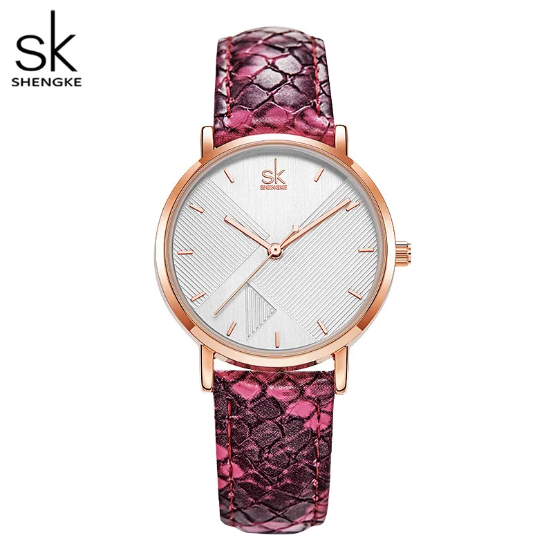 

Shengke Snake Leather Strap Women's Watches Fasion Women's Quartz Watch 3 Colors Girls Watches with Gift Box