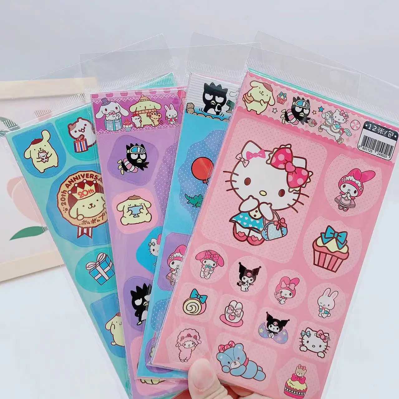 

12 Pack Cartoon Sanrio Family Cinnamon Kulomi Elementary School Cute DIY Toy Graffiti Waterproof Sticker