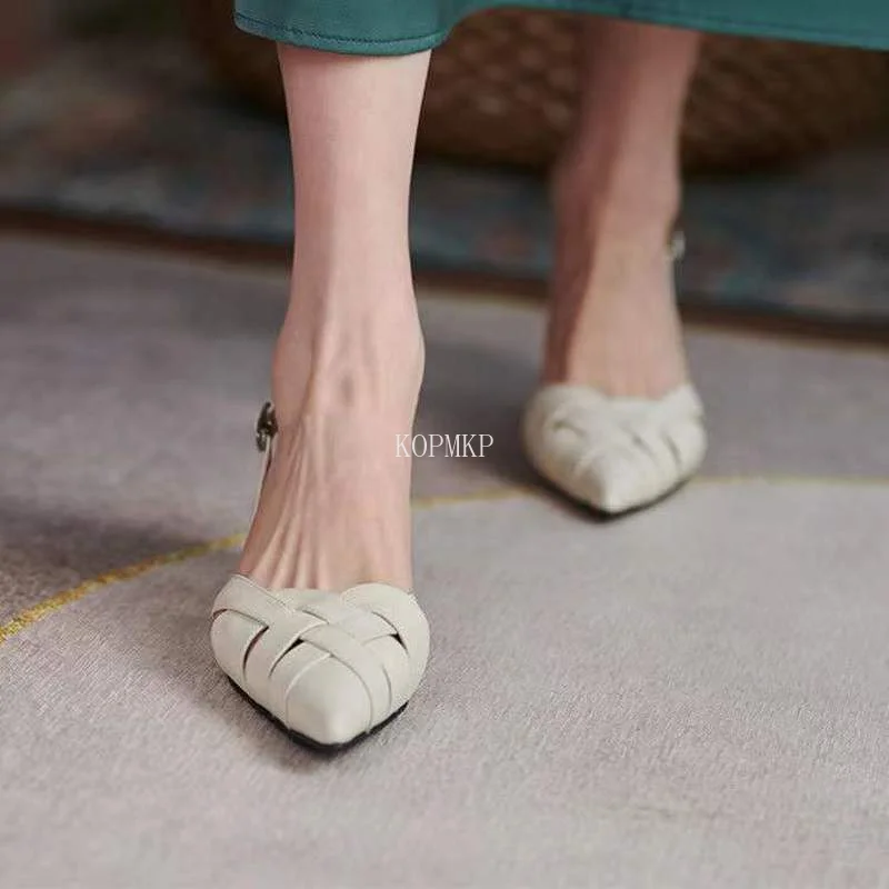 

Сандалии-гладиаторы женские на высоком каблуке, пикантные босоножки с пряжкой, с ремешком на пятке, заостренный носок, обувь для стриптиза, ...