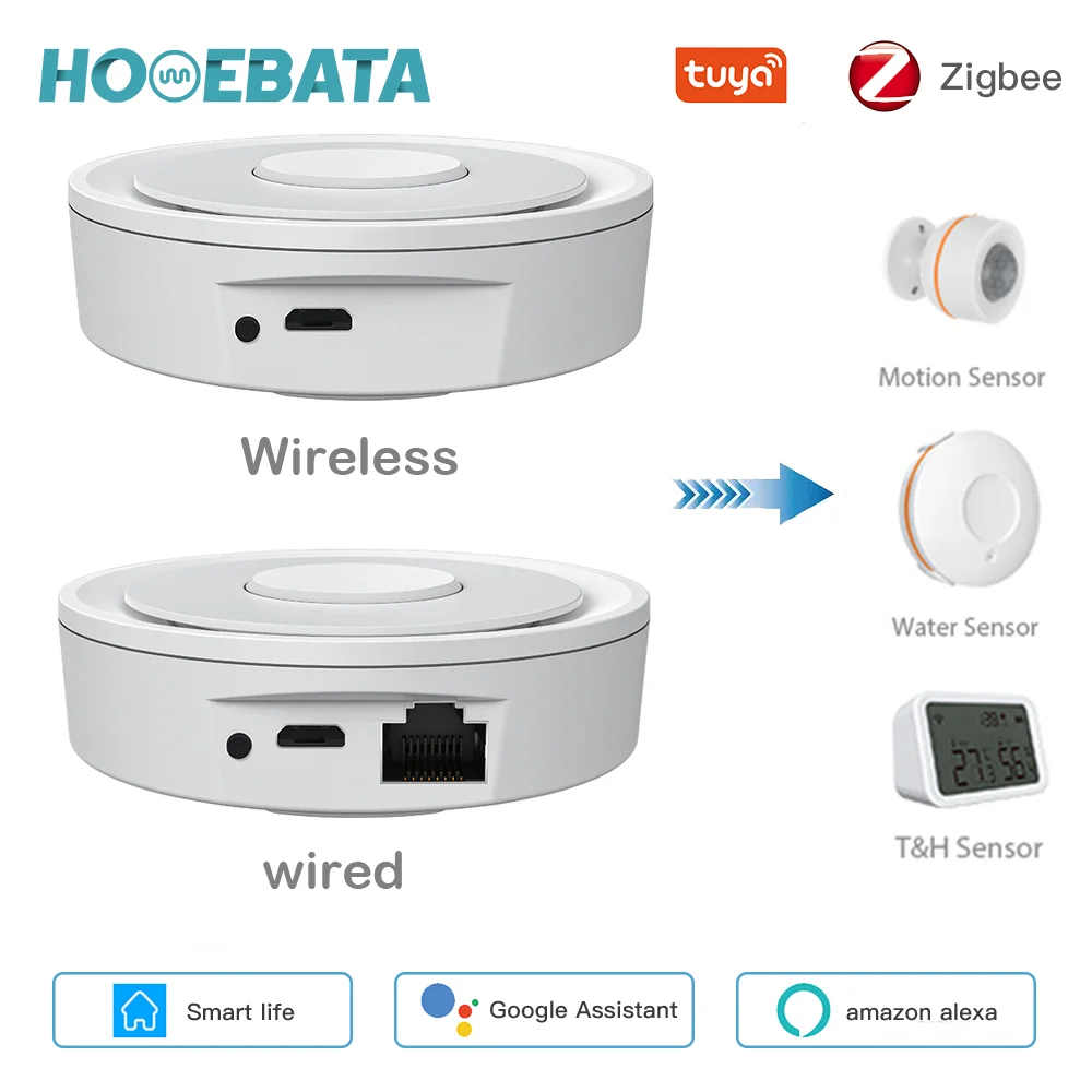 

Умный шлюз Homebata Tuya ZigBee, беспроводной/проводной хаб для умного дома, работает с приложением Alexa и Google Assistant