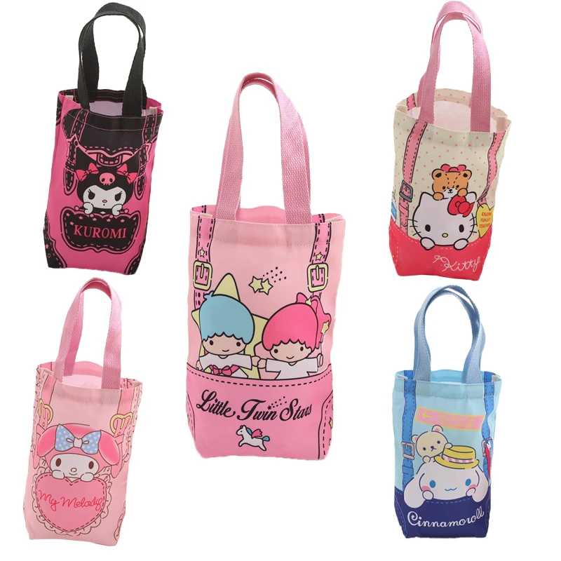 

23CM Sanrios Cute Cartoon Mymelody Kuromi Cinnamoroll Canvas Water Cup Bag Storage Bag Umbrella Thermos Mug Tote Bag