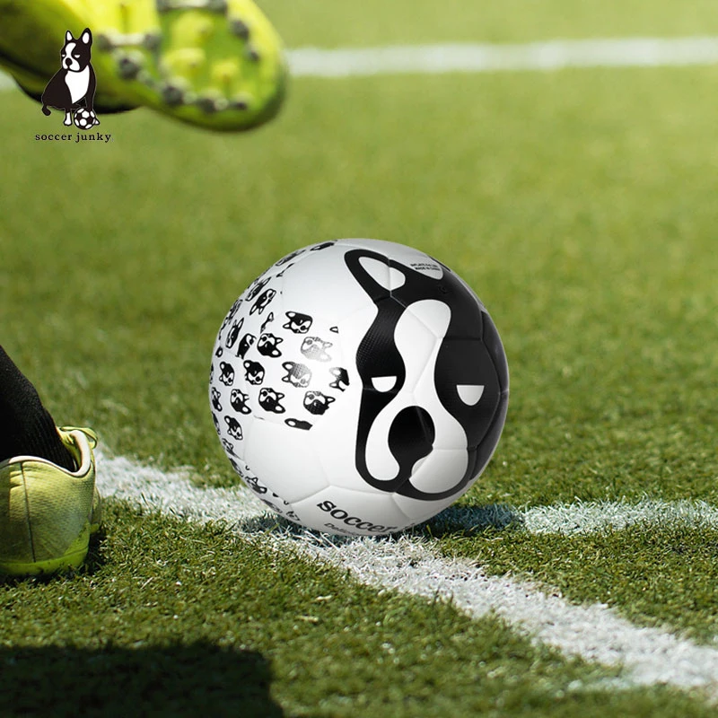 SoccerJunky Dog's Head Football size 5 Bulldog Black White Tide Hot Paste PU Match Traiing Soccer Ball