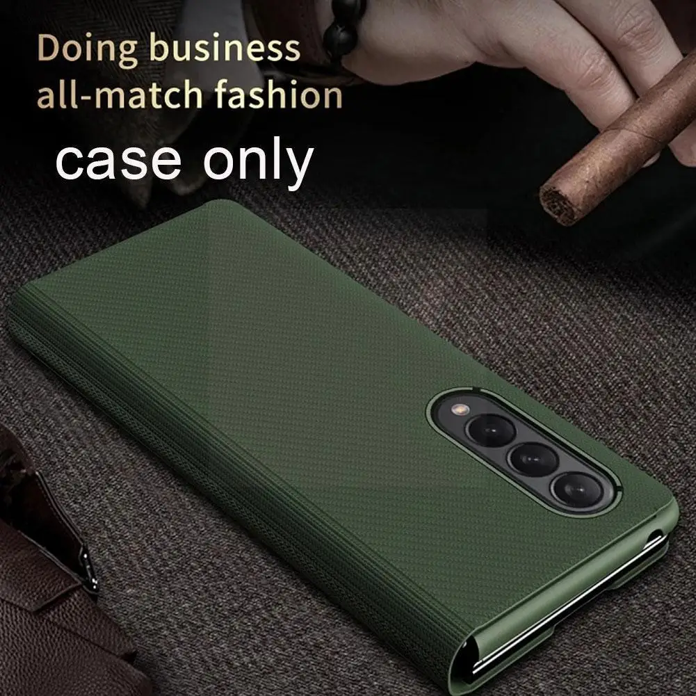 

For Z Fold 3 5g Carbon Fiber Texture Leather Cover Shockproof For New Arrival X4v4