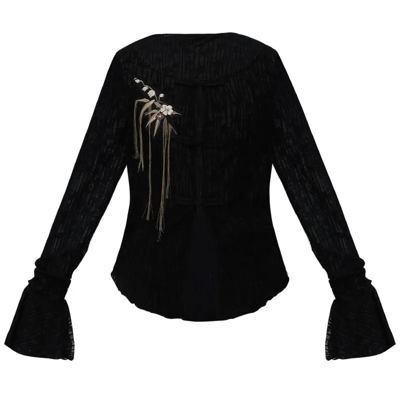 Весна 2024 черный топ Miiiix с круглым вырезом женская новая улучшенная длинная юбка