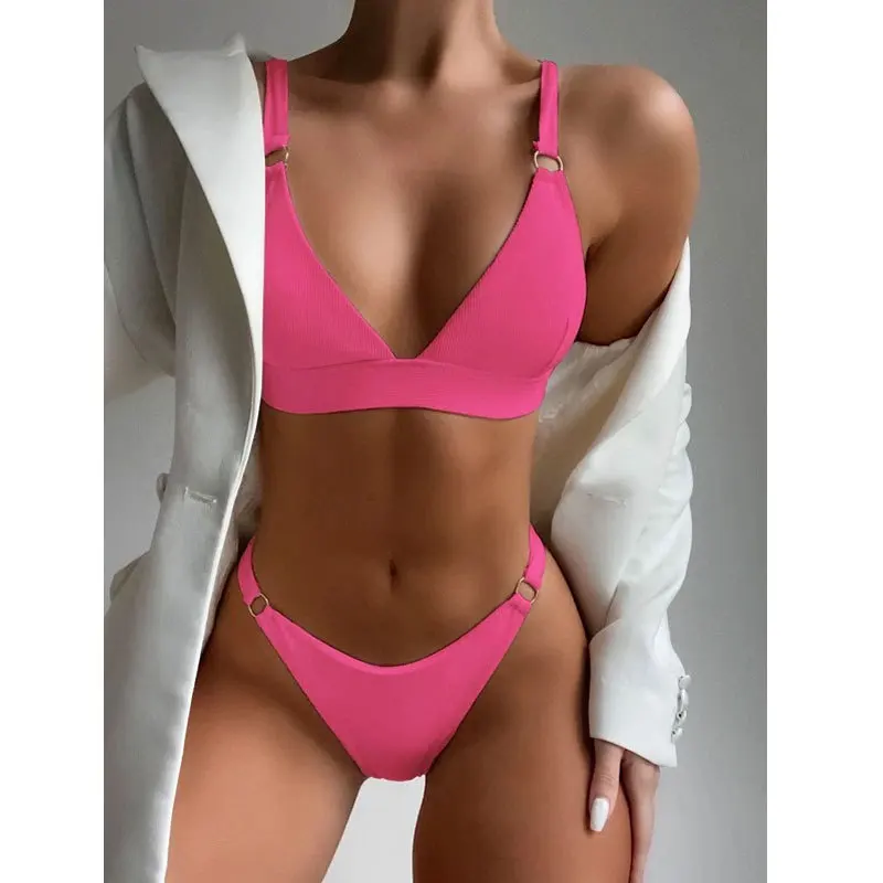 

Cikini Women'S Sexy Fashion Bra 2022 New Small Pit Strip Bikini Solid Color Swimsuit Triangle Summer Beach