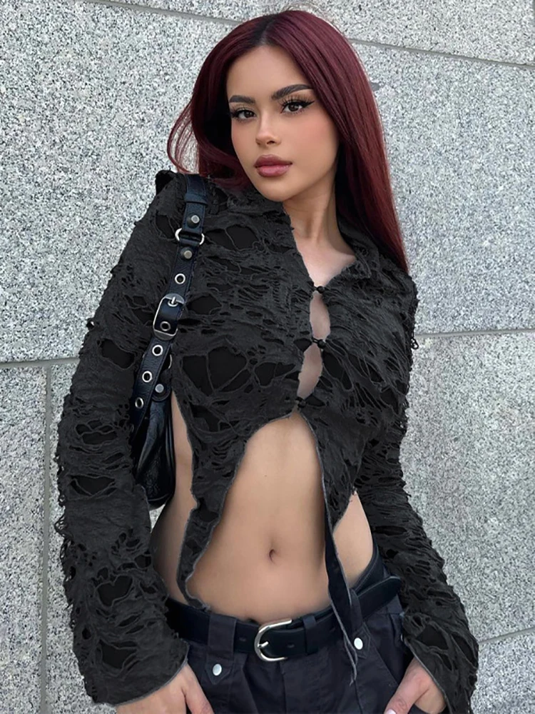 Женская блузка с длинным рукавом Goth Dark Ретро стиль Y2k винтажный Готический
