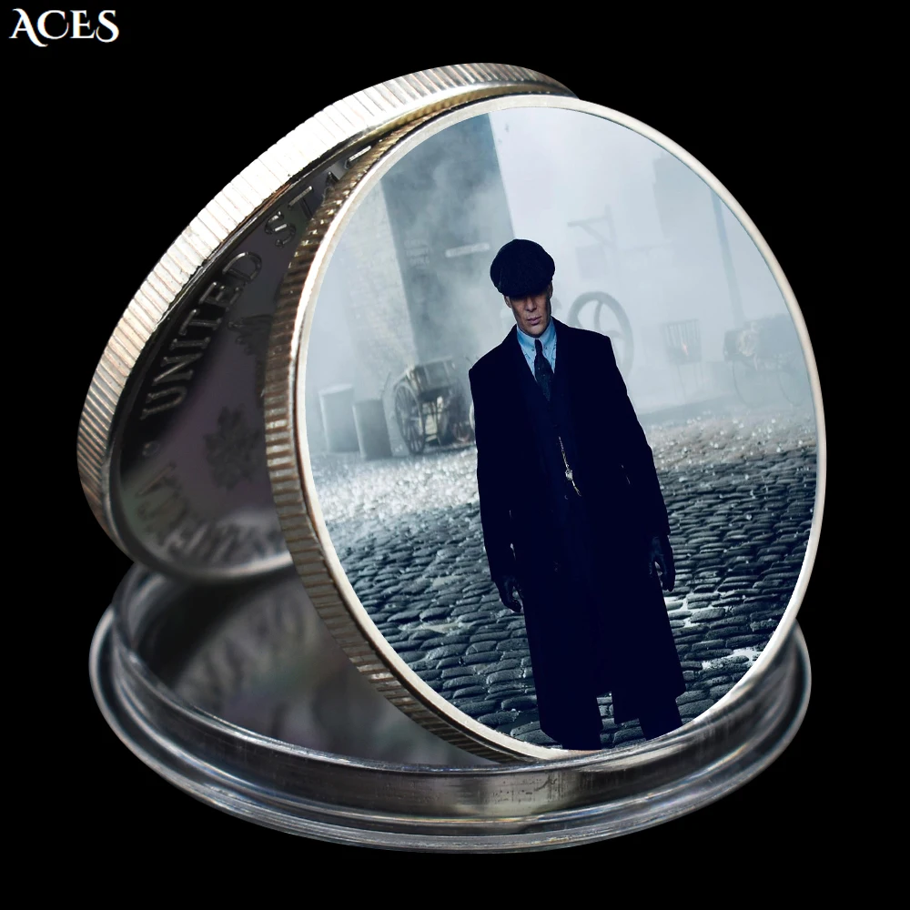 

Peaky Blinders Silver Coins British Gangster Crime TV Series Coin Holder Challenge Coin Bedroom Metal Ornament Gift