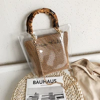 2pcs women bag set transparent jelly summer tote handbag waterproof pvc large luxury brand designer crossbody shoulder bag