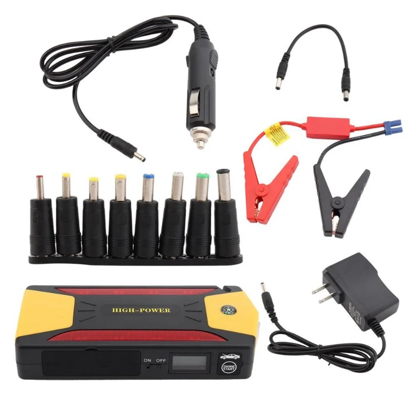 Внешний аккумулятор/пусковое устройство для автомобильного аккумулятора, многофункциональное, 12 В, 4 разъема USB, 600 А