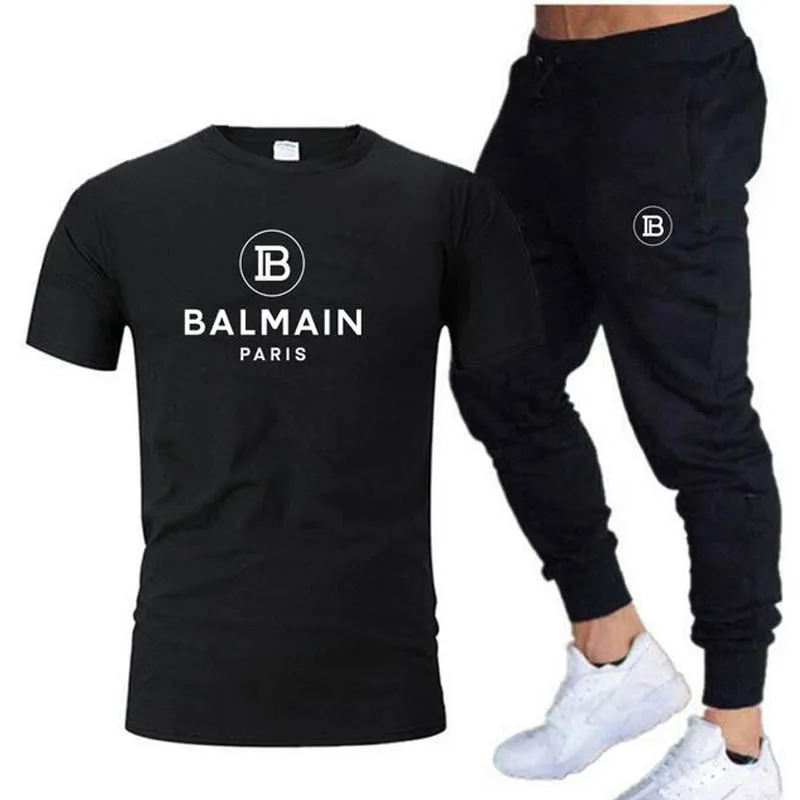 Men's Tracksuit Summer Hot Selling Cotton Brand T-shirt + Jogging Pants Suit Leisure Fitness Sportswear Man Hip-hop Short Sleeve