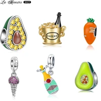 la menars hot sale 925 sterling silver sweet cheers fruit pendant charms fit women charm bracelets fine jewelr