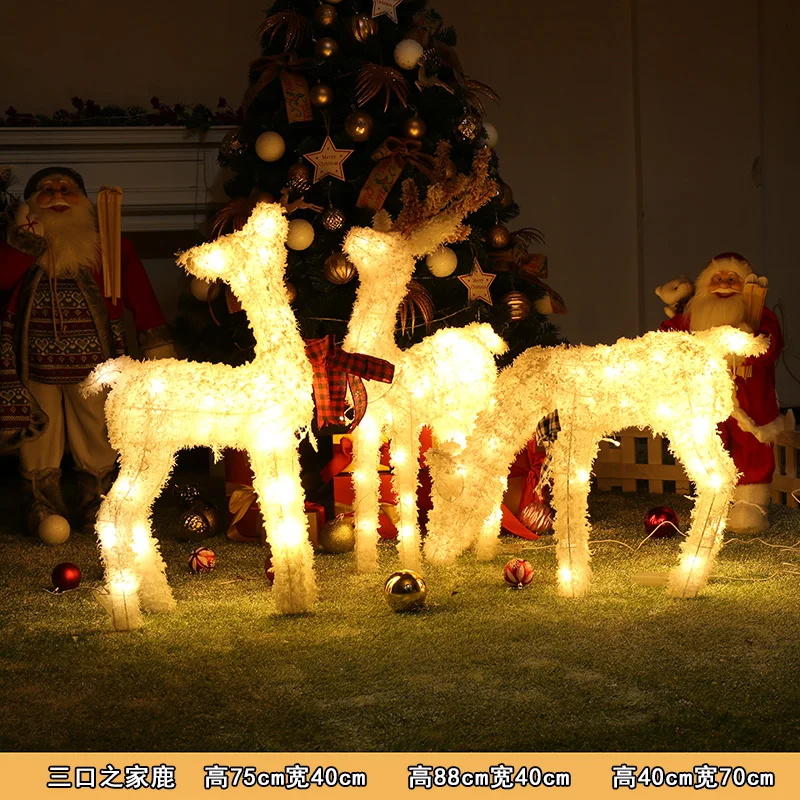 

New Christmas deer cart LED luminous iron deer deer sled car snowman Christmas decoration holiday scene layout props ornaments