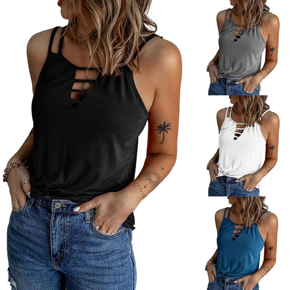 

Модный женский сексуальный однотонный простой жилет, Повседневная футболка без рукавов, летние топы для знакомств, женская одежда
