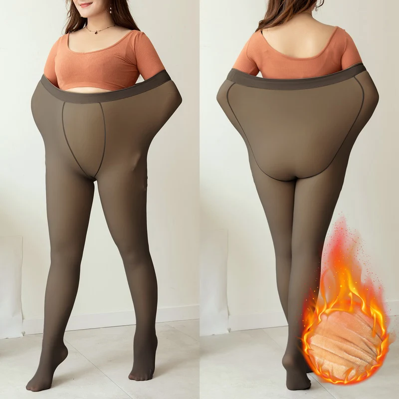 

Plus Size Winter Stockings Women Warm Tights Fleece Translucent Tights Thermal Fake Stockings Thick Thermo Pantyhose Insulated