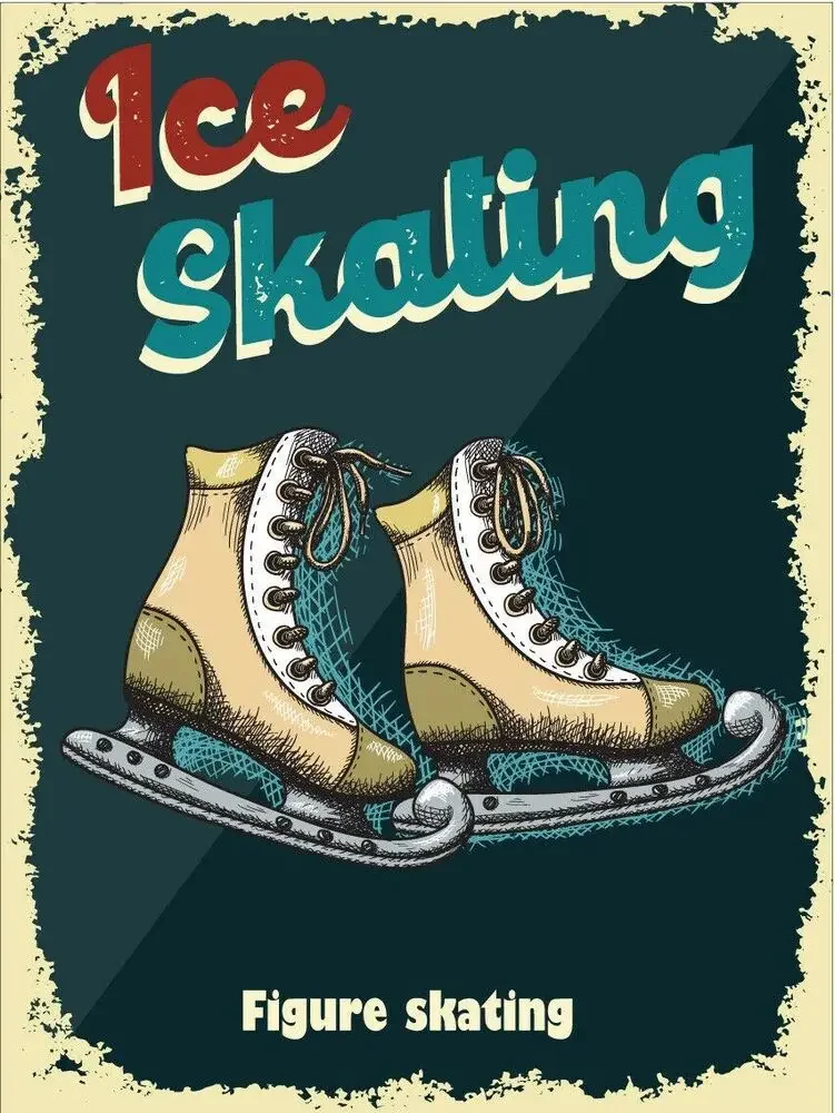 

Ice Skating Vintage Retro Metal Sign vintage decor