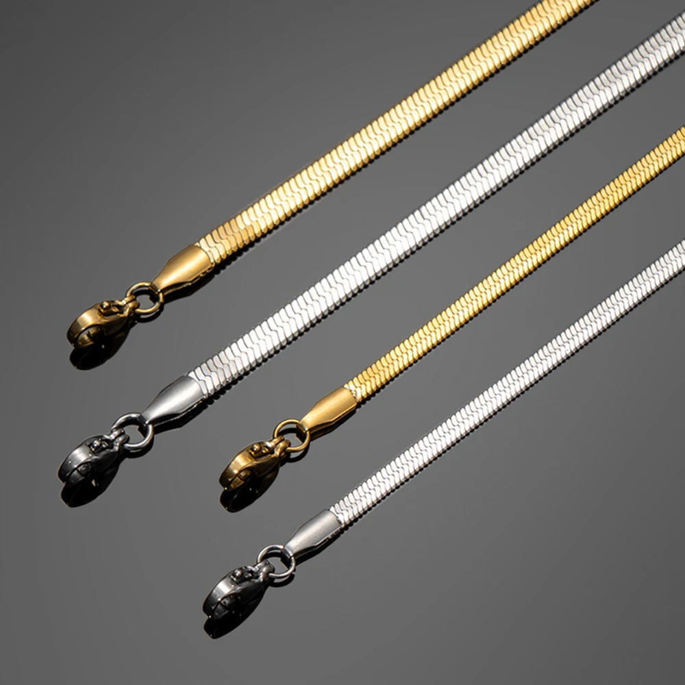 

Fashion Mini Snake Stainless Steel Bracelet for Woman Gold Silver Men Jewelry Flat Chain Waterproof Hip Hop Couple Accessories