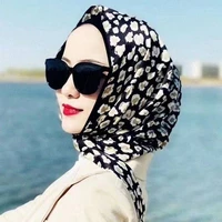 2022 fashion print woman turban hat sunscreen scarf lady muslim headdress wrap head scarf under hijab caps turbante mujer