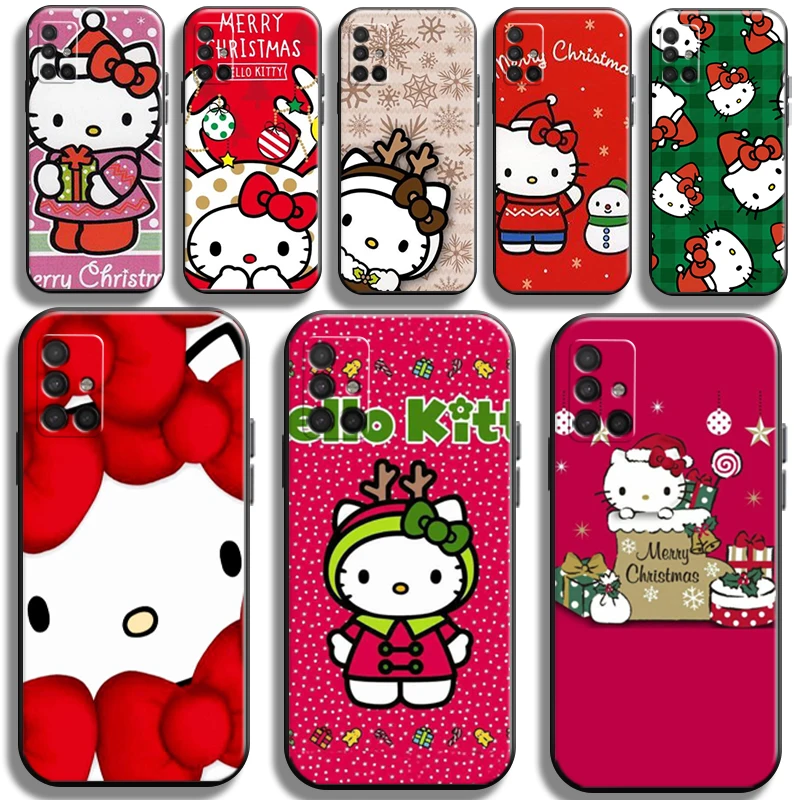 

Christmas Hello Kitty Kuromi For Samsung Galaxy A51 A51 5G Phone Case Liquid Silicon Black Shell Soft Back Cases Cover