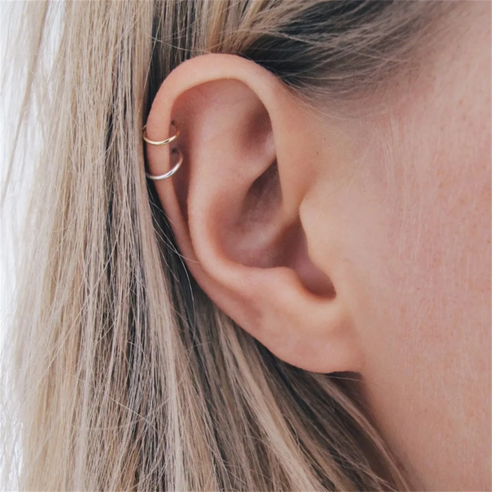 e-Manco Trendy stainless steel ear cuff earrings for women clip on earrings without piercing earcuff jewelry