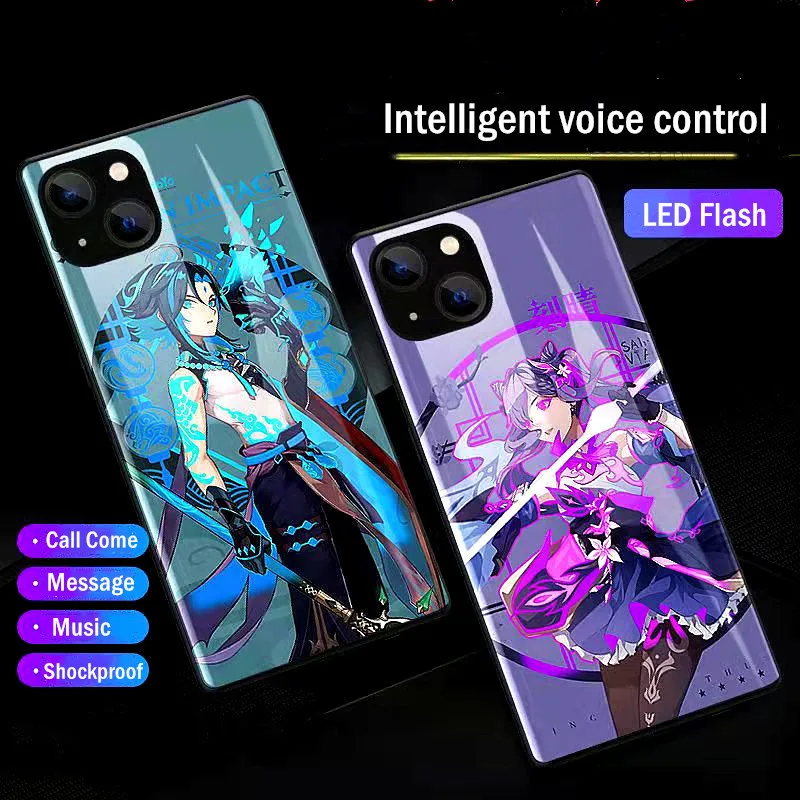 

Luminous Glass Case For Moto G30 G60 G20 LED Flash Funda For Motorola Moto G9 G8 G7 Play G9 Plus G8 Power Shockproof Armor Cover