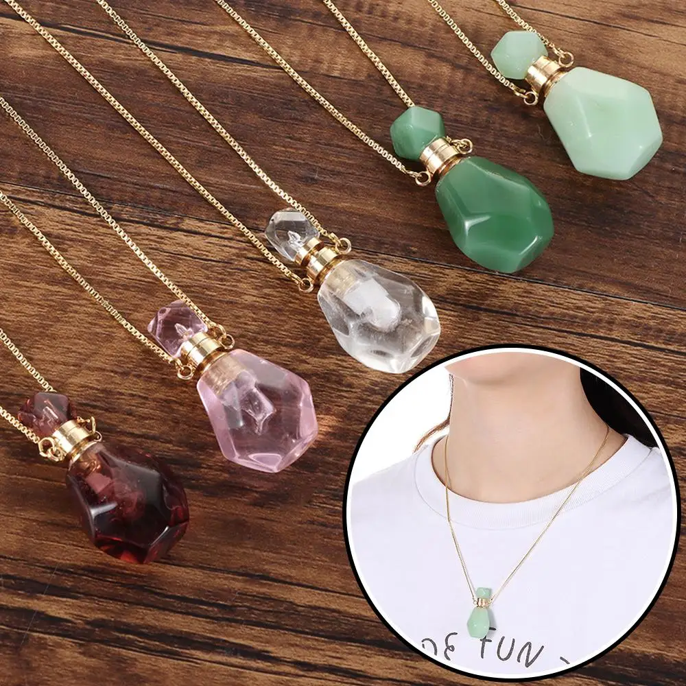 Новый натуральный розовый аметисты кварц тигровый глаз камень флакон духов