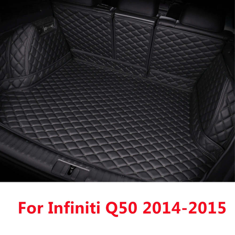 

SJ Custom Fit Full Set Waterproof Car Trunk Mat AUTO Parts Tail Boot Tray Liner Cargo Rear Pad Cover For Infiniti Q50 2014 2015