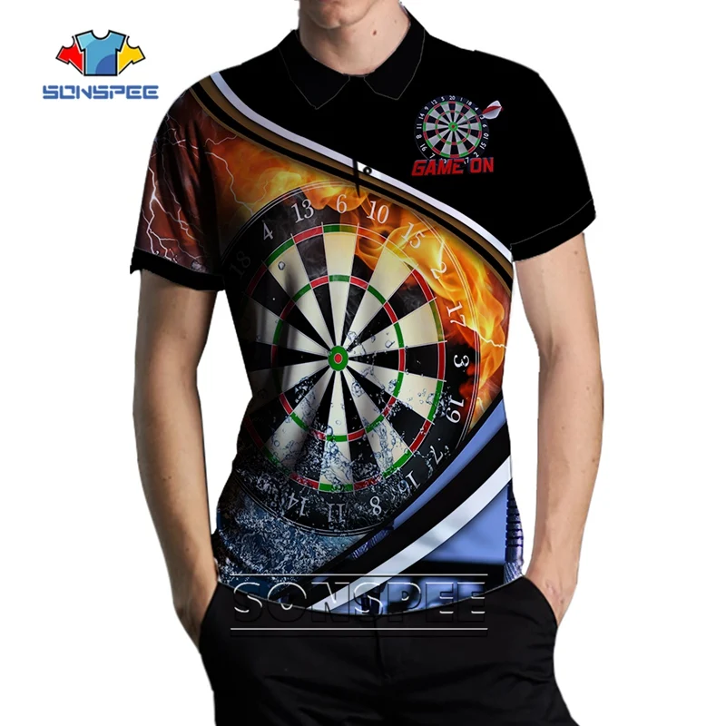 

SONSPEE Summer Cool Men's Polo Shirt Short Sleeve Dart Board Image Unisex Streetwear Men Clothing Oversize 7XL Daily Polos