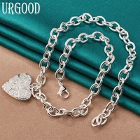 925 sterling silver 18 inches o chain heart photo frame necklace for women party engagement wedding fashion jewelry