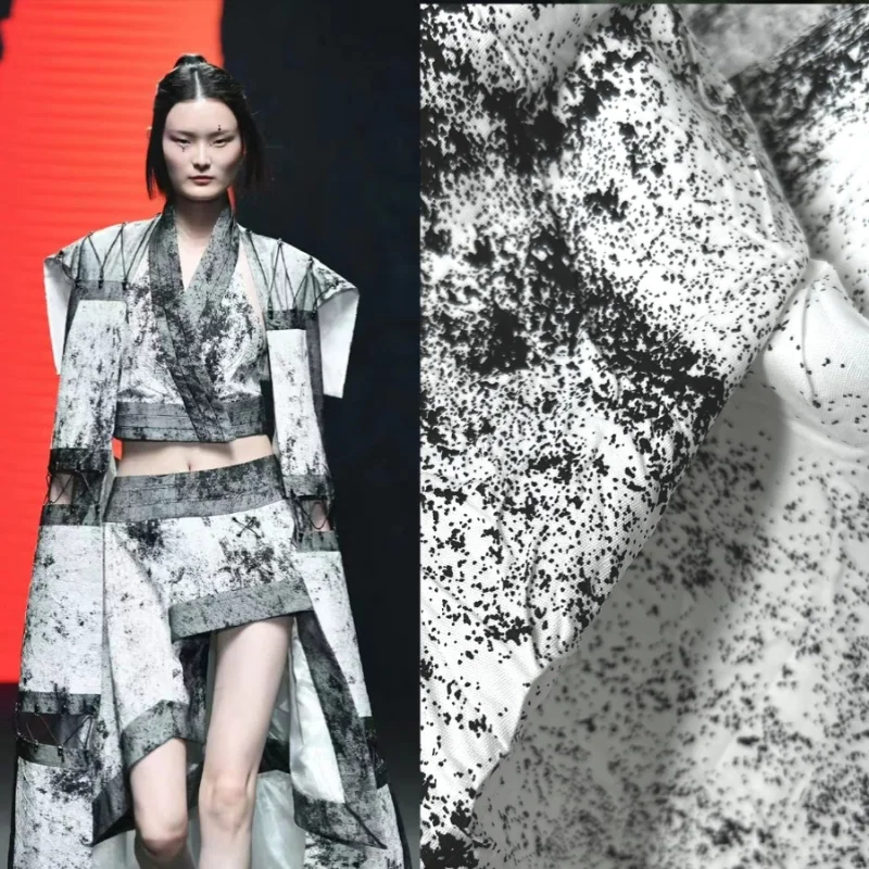 Китайский стиль принт и окрашенные чернила брызги узор в горошек ткань