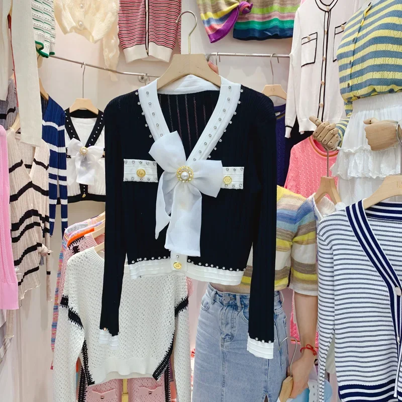 Вязаный кардиган чувственный дизайн укороченный топ уменьшающий возраст