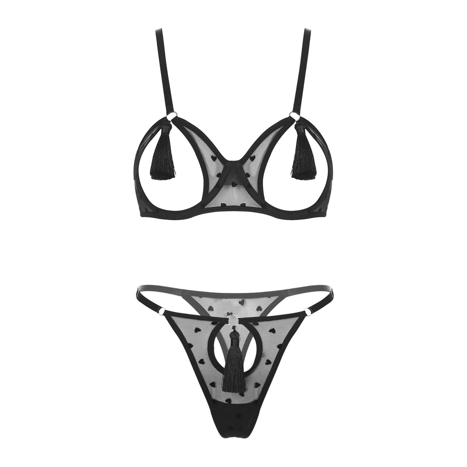 Женский сексуальный бюстгальтер с кисточками и вырезами комплект нижнего белья