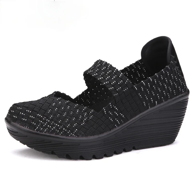 

Miaoguan Spring Women's Sandals Platform Women Summer Woven Flat Wedge Shoes Woman Light Ladies Shoes Thick Bottom High Heels 41