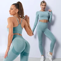 seamless yoga sets women tracksuit suits long sleeve fitness gym clothing high waist sports set leggings pants and top yoga suit