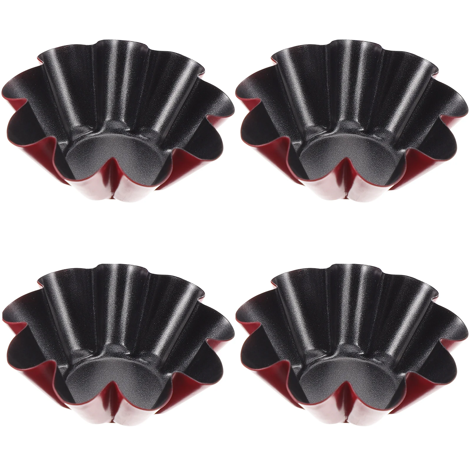 

4 Pcs Muffin Mould Round Cake Pans Non- Stick Cupcake Chocolate Chip Egg Tart Pudding Tin