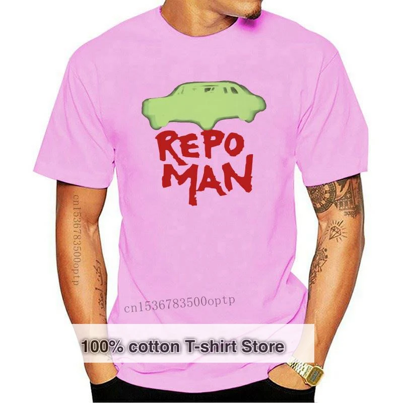Новая футболка в стиле панк-рок, Мужская футболка Repo, летняя мужская футболка, забавная хлопковая Футболка большого размера с графическим принтом и короткими рукавами