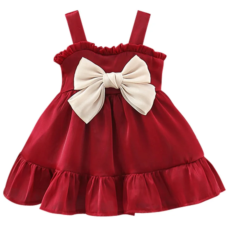 

Детское летнее платье без рукавов с большим бантом BC550