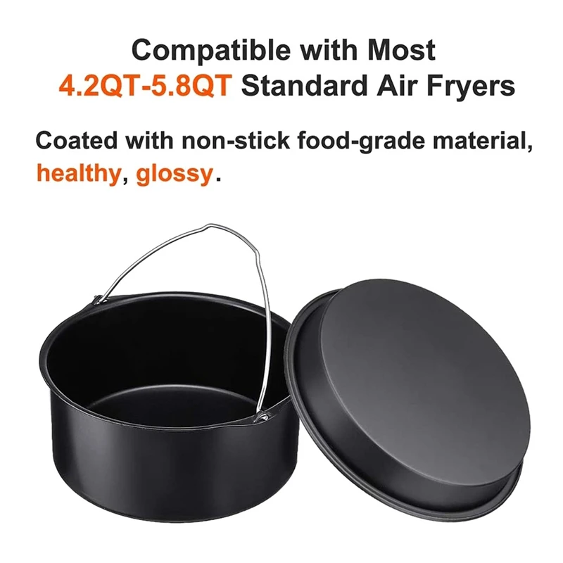 

Аксессуары для фритюрницы, 8-дюймовый цилиндр для торта, сковорода для пиццы, подходит для всех 5,8-QT, набор 2 фритюрниц