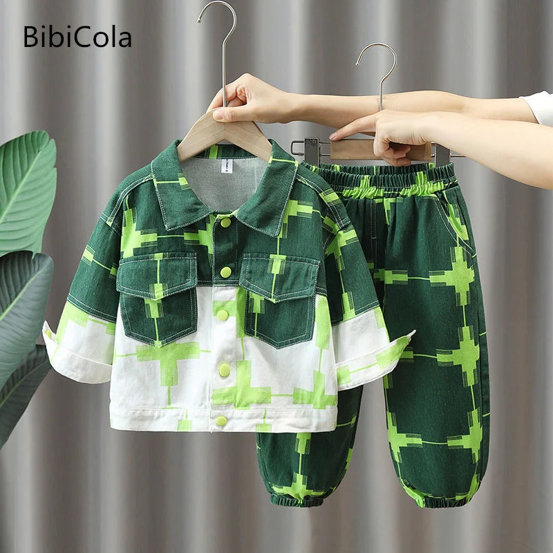 

2023 осенний хлопковый костюм для маленьких мальчиков новая Корейская осенняя одежда с длинными рукавами в западном стиле для детей 2-8 лет