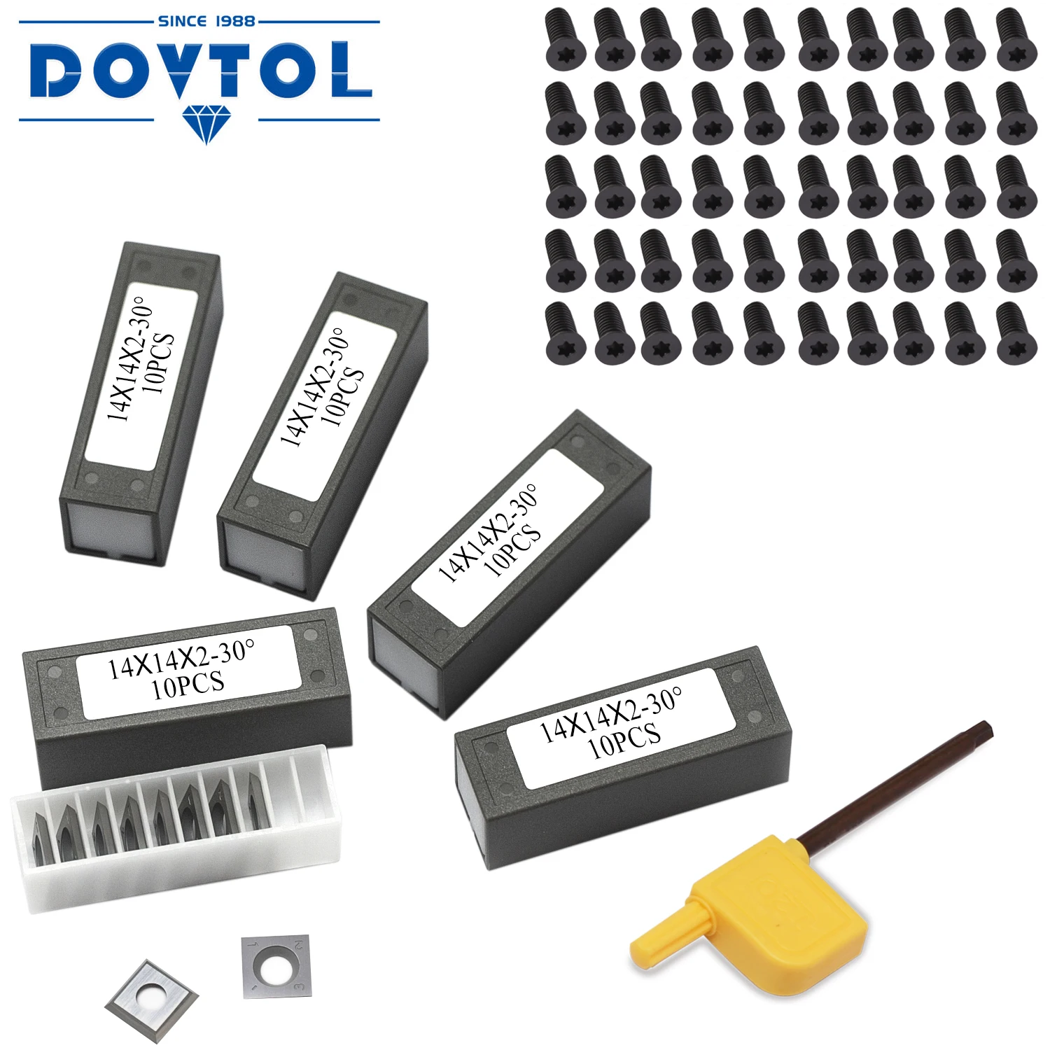 

Вставки карбидные 14 мм, сменные квадратные прямые фрезы для гризли T21348 и спиральные строгальные головки для деревообработки, 50 шт.