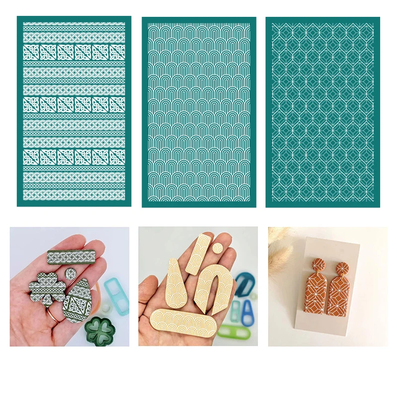 

New Pattern Silk Screen Stencils for Polymer Clay Line Reusable Mesh Transfer Printing Earring Jewelry Making